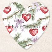 Herzen Bäume Rot Violette Bögen Weihnachten Untersetzer (Vorderseite)
