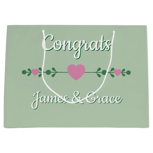 Herzen! Benutzerdefinierte Verlobung /WEDING Große Geschenktüte (Vorderseite)