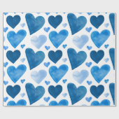 Herzen - blaue Aquarell-Herzen Geschenkpapier (Flach)