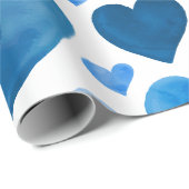Herzen - blaue Aquarell-Herzen Geschenkpapier (Rolleneckpunkt)