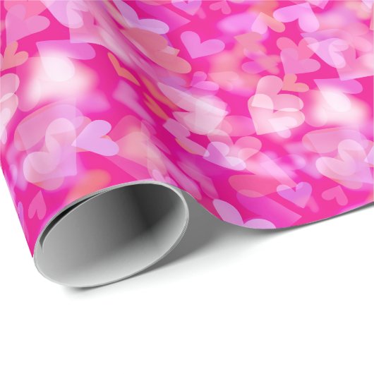 Herzen Bokeh-Muster Rosa Geschenkpapier (Rolleneckpunkt)