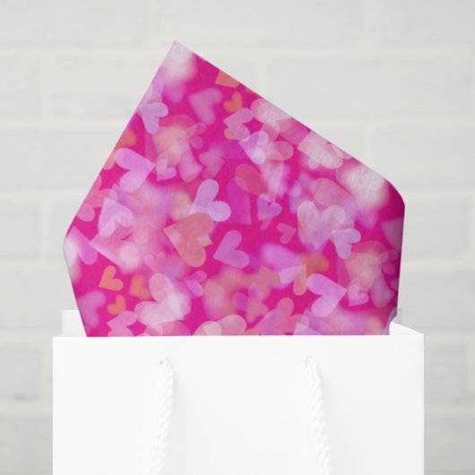 Herzen Bokeh-Muster Rosa Seidenpapier (Geschenktüte)
