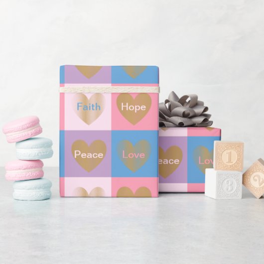 Herzen der Liebe des Glaubens - Hoffnung Frieden Geschenkpapier (Babyparty)