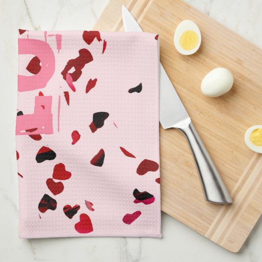 Herzen der Liebe Geschirrtuch (Viertel Falte)