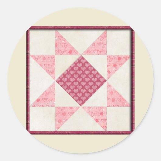 Herzen der Liebe Quilt Runder Aufkleber (Vorderseite)
