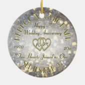 Herzen des Hochzeitstag-zwei Keramik Ornament (Hinten)