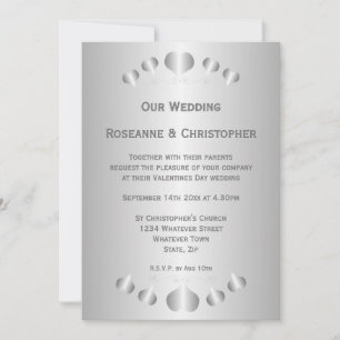 Herzen Design Silberfarbener Hintergrund Hochzeit Einladung