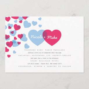 Herzen, die Einladung im Rosa und im Blau Wedding
