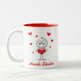 Herzen Dieb Süßes Stäbchenfigur Liebesdesign Zweifarbige Tasse