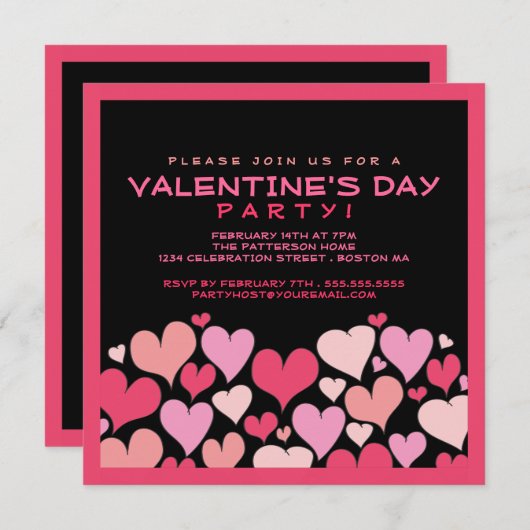 Herzen eine viel-Valentinstag-Party Einladung (Vorne/Hinten)