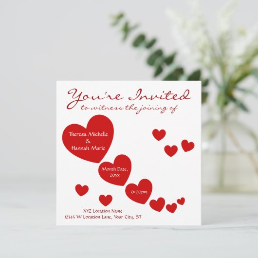 Herzen Einladung (Stehend Vorderseite)