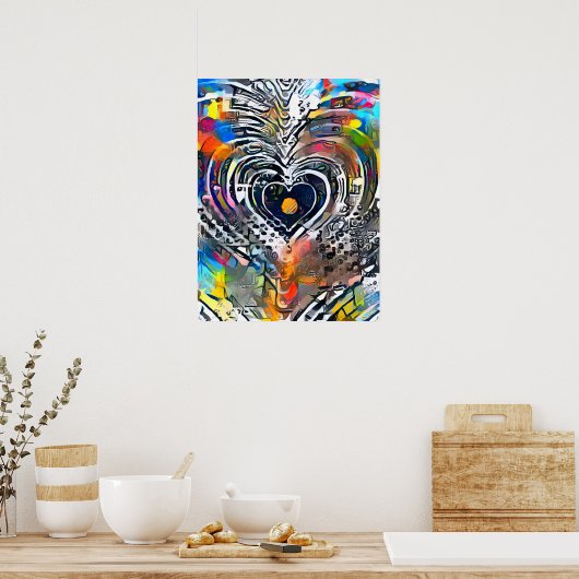 Herzen | Farbiges Abstraktes Poster (Küche)