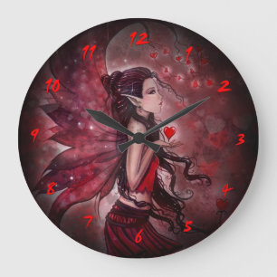 Herzen Feen Fantasy Art Wanduhr