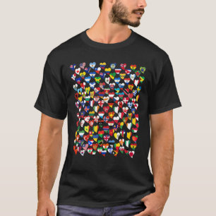 Herzen Flaggen der Länder der Welt International T-Shirt