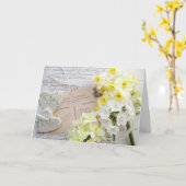 Herzen, Frühlingsblumen, alter Muttertag nach der Karte (Gelbe Blume)