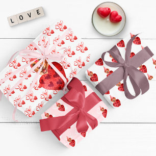 Herzen Gelber Labrador Hund Liebhaber Valentinstag Geschenkpapier Set
