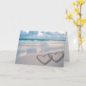 Herzen gezeichnet im Sand Karte (Gelbe Blume)