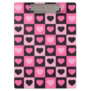 Herzen hellrosa hot pink dunkles Burgunder Kariert Klemmbrett