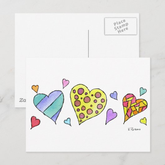 Herzen Herz Postkarte (Vorne/Hinten)