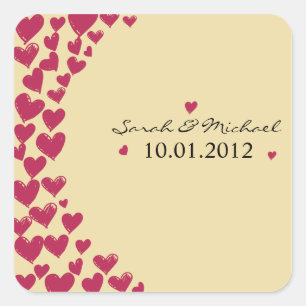Herzen - Hochzeitsticker-5 Quadratischer Aufkleber