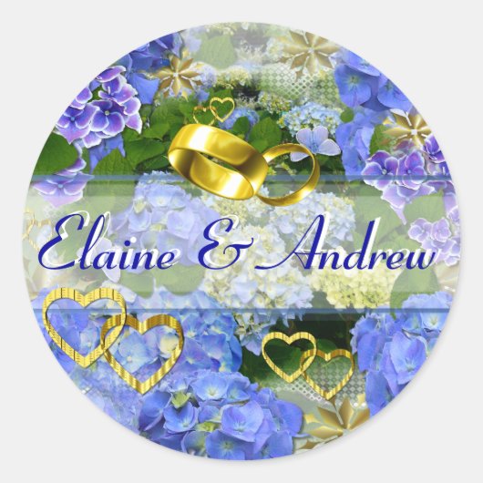 HERZEN & HYDRANGEAS ~ Umschlagsiegeler # 3 Runder Aufkleber (Vorderseite)