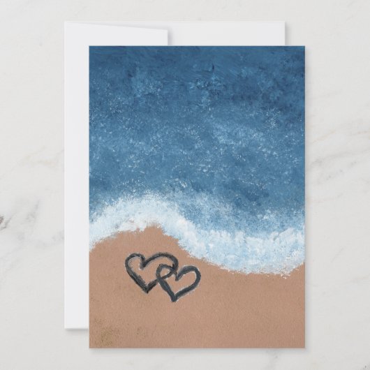 Herzen im Sand Einladung (Vorderseite)