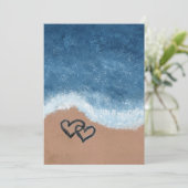 Herzen im Sand Einladung (Stehend Vorderseite)