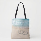 Herzen im Sand | Monogramm Paar Strand Tasche (Vorderseite)