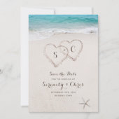 Herzen im Sandstrand Datum speichern Save The Date (Vorderseite)
