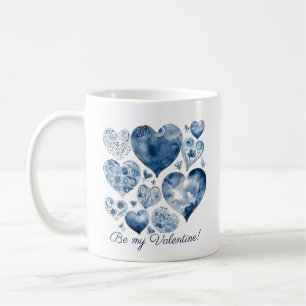Herzen in Delft Blau, Valentinstag Kaffeetasse