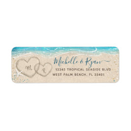 Herzen in der Sand Watercolor Beach Rücksendeadres