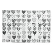 Herzen in Schwarz-Weiß Kissenbezug (Rückseite)
