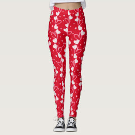 Herzen Kritzelmuster, Rot, Leggings