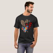 Herzen Leopard Büffel Kariert Autismus-Bewusstsein T-Shirt (Vorne ganz)