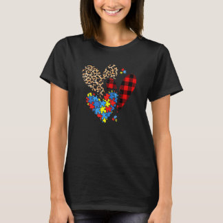 Herzen Leopard Kariert Buffalo Mädchen Kinder Auti T-Shirt