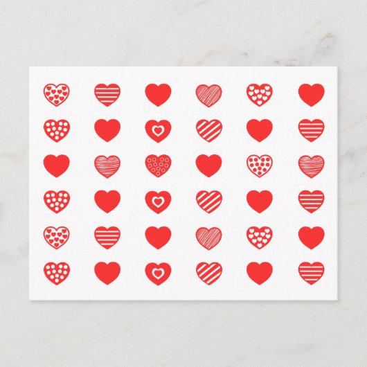Herzen Liebesmuster Postkarte (Vorderseite)