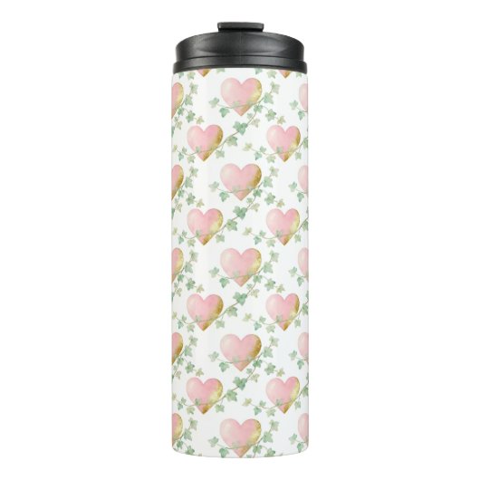 Herzen mit Efeu verflochten Thermosbecher (Vorderseite)