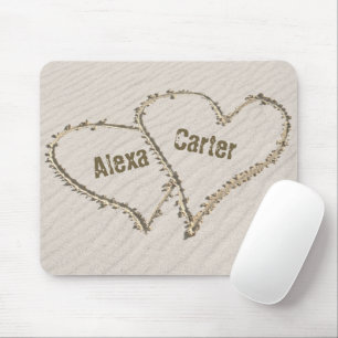Herzen mit Namen im Strand Sand Mousepad