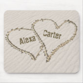 Herzen mit Namen im Strand Sand Mousepad (Vorne)