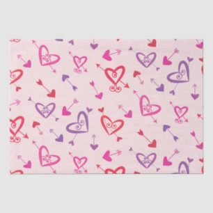 Herzen mit Pfeilmuster rot pink lila Seidenpapier