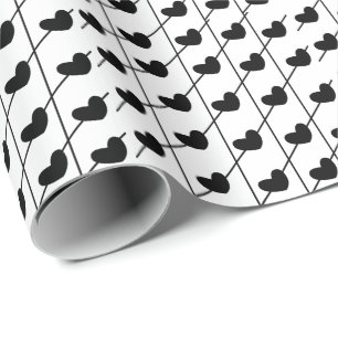 Herzen mit Streifen Schwarz und Weiß Geschenkpapier