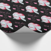 Herzen mit weißem Bogen romantisches Kunstdesign Geschenkpapier (Ecke)