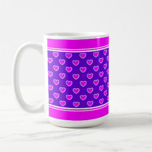 Herzen Muster auffallende Farben Pink und Lila Kaffeetasse