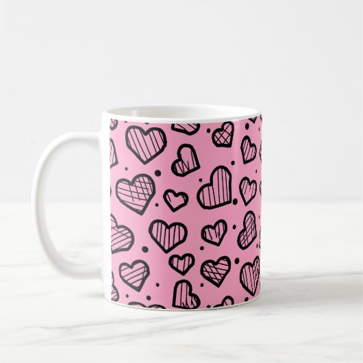 Herzen Muster - Inspiriert vom Valentinstag Kaffeetasse (Links)