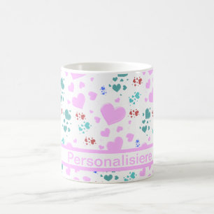 Herzen, rosa in weiß personalisieren kaffeetasse