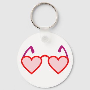 Herzen Rosarote Brille Brille Rose-farbene Brille Schlüsselanhänger