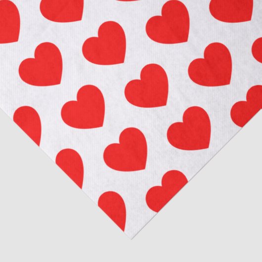 Herzen, rot auf weißem Seidenpapier (Detail)