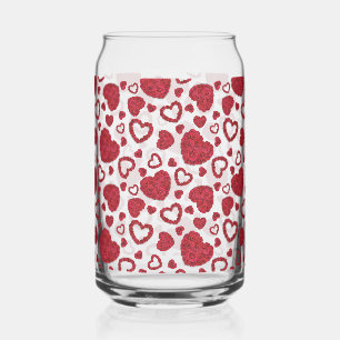 Herzen Rote Rosen Muster Minimalist Valentinstag Dosenglas