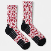 Herzen Rote Rosen Muster Minimalistischer Valentin Socken (Rechts)