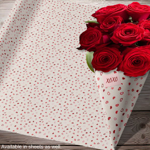 Herzen - Roter und rosa Ombre auf Offwhite-Zement Geschenkpapier